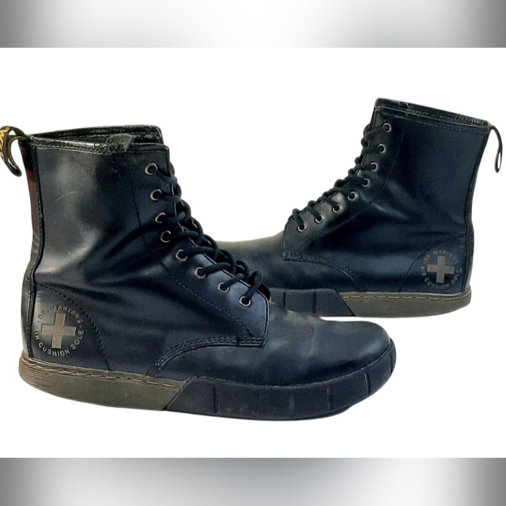 Rare Dr. Martens Lucifer Black Combat Boots Mens Size 10